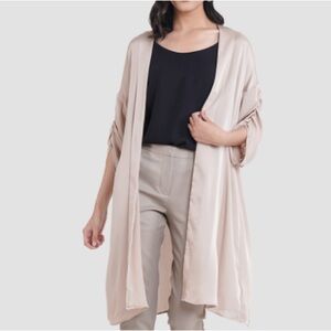 ❤️3X20 WOMEN  CREAM SATIN KIMONO DUSTER | S